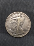 1942 United States Walking Liberty Silver Half Dollar - 90% Silver Coin