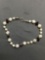 Round 3.0 & 5.0 mm Mother of Pearl & Tumbled Garnet Beaded 7in Long Sterling Silver Clasp Bracelet