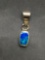 Rectangular 14x19x3.5mm High Polished Sterling Silver Pendant w/ Opal Inlaid Center