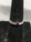 High Polished 3.0mm Wide Sterling Silver Ring Band w/ Channel Set Purple Square CZ Center & White CZ