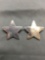 Brenda Schoenfeld Designer High Polished 42mm Diameter Pair of Sterling Silver Star Clip On Earrings