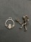 Lot of Two Sterling Silver Charms, One Girl Playing Tennis & Irish Claddagh Themed