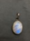 Large Oval 25x20mm Moonstone Cabochon Center Sterling Silver Framed Pendant