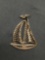 Milgrain Filigree Decorated Carving Detailed 35mm Tall 29mm Wide Sterling Silver Sailboat Pendant