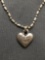 Round & Elongated Faceted Bead Ball 1.0mm Wide 18in Long Sterling Silver Chain w/ Rustic Heart