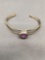 Horizontal Bezel Set Oval Faceted 10x8mm Amethyst Center Split Shank Style Sterling Silver Cuff