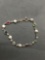 Heart Link 6.0mm Wide 7in Long Italian Made Sterling Silver Bracelet w/ Heart Faceted Multi-Colored