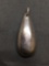 High Polished Teardrop Design 40x18x10mm Sterling Silver Signed Designer Drop Pendant