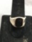 Rectangular 18x16mm Onyx Inlaid Center High Polished Concave Sterling Silver Ring Band