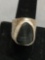 Tumbled 19x14mm Jasper Cabochon Center Hand-Textured Wide Band Signed Designer Sterling Silver Ring