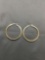 Gold-Tone 38mm Diameter 2mm Wide Squared Pair of Round Hoop Sterling Silver Earrings