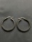 Half Rounded 27mm Diameter 4.5mm Wide Pair of Sterling Silver Hoop Earrings