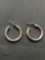 High Polished Rounded 22mm Diameter 3.5mm Wide Pair of Sterling Silver Hoop Earrings