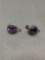 Round Faceted 9.0mm Amethyst Center w/ Milgrain Marcasite Halo Pair of Sterling Silver Screw Back
