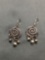 Handmade Engraved Spiral Design Pair of Italian Made Sterling Silver Signed Designer Chandelier