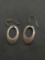 Oval Shaped 22mm Long 13mm Wide Pair of Sterling Silver Dangle Earrings