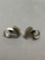 Beau Designer Leaf Inspired 23mm Long 19mm Wide Brush Finished Pair of Sterling Silver Screw Back