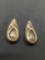 Sauteur Renoir Designer High Polished & Texture Finished Teardrop Shaped 35mm Long 18mm Wide Pair of