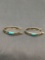 Milgrain Marcasite Detailed Oval 25mm Long 20mm Deep 5mm Wide Turquoise Inlaid Pair of Sterling