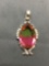 New! AAA Quality Bi-Color Pink & Emerald Greed Detailed 2in Long Tourmaline Sterling Silver Pendant