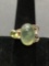 New! Awesome Peridot & Prehnite Larger Cabochon Sterling Silver Ring Band-Size 7.25