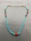 New! AAA Quality Gorgeous Turquoise Nuggets & Coral Drop Beaded w/ Shell Beads 20in Long Sterling