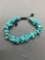 New! Turquoise Nuggets Beaded 7-9in Long Bracelet