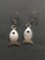 Mexican Made High Polished 25mm Long 14mm Wide Pair of Sterling Silver Fish Motif Earrings