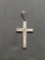 Textured Finished 25mm Tall 15mm Wide Sterling Silver Cross Pendant w/ Round 1.0mm Round Faceted