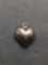 Engraved Puffy Heart Design 14mm Wide 14mm Tall 10mm Deep Sterling Silver Pendant