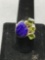 New! AAA Quality Gorgeous Faceted Pear Shape Natural Sapphire w/ Peridot Accent Sterling Silver Ring