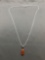 New! Gorgeous Carnelian 1 1/8in Sterling Silver Pendant w/ 18in Chain