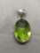 New! Detailed Faceted Peridot 2in Sterling Silver Pendant