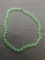 New! AAA Quality Beautiful 10mm Beaded Green Jade Double Knotted 18in Long Necklace