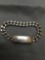 Anson Designer Curb Link Medium Gauge 10mm Wide 8in Long Sterling Silver Bracelet w/ Rectangular