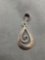 High Polished Spiral Teardrop Designed 25mm Long 15mm Wide Sterling Silver Pendant