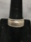 Rope Detail Edged High Polished Hammer Finished 10mm Wide Sterling Silver Cigar Ring Band