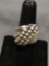 Three Row Diagonal Set Bead Ball Center Concave Shoulders High Polished 20mm Wide Sterling Silver