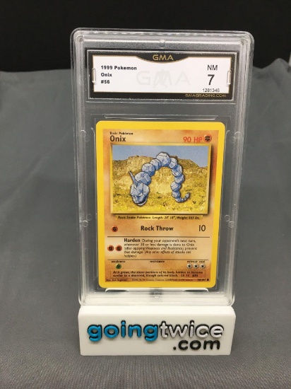 GMA Graded 1999 Pokemon Base Set Unlimited #56 ONIX Trading Card - NM 7