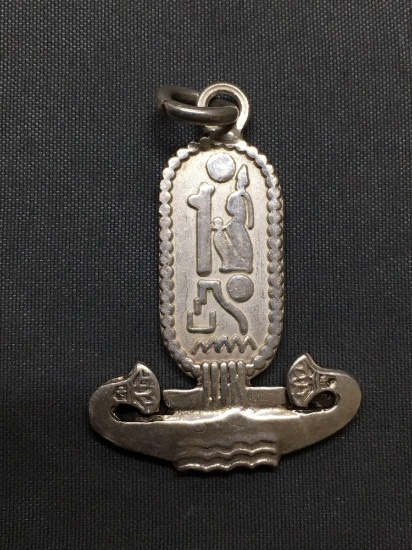 Egyptian Hieroglyph Themed 35mm Tall 25mm Wide Sterling Silver Pendant