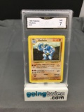 GMA Graded 1999 Pokemon Base Set Unlimited #34 MACHOKE Trading Card - NM 7