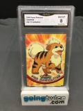 GMA Graded 2000 Pokemon Topps TV Animation #58 GROWLITHE Trading Card - NM-MT 8