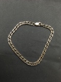 Double Curb Link 4.5mm Wide 8in Long Sterling Silver Bracelet