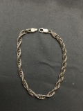 Rope Link 4.5mm Wide 8in Long Sterling Silver Bracelet