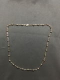 Alternating Round & Barrel Link Sterling Silver Beaded 4.0mm Wide 16in Long High Polished Italian