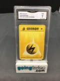 GMA Graded 1999 Pokemon Gym Heroes 1st Edition #130 LIGHTNING ENERGY Trading Card - NM 7