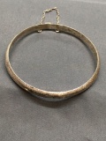 Hand-Engraved Half Round 5.0mm Wide 3in Diameter Sterling Silver Hinged Bangle Bracelet