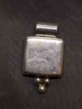 High Polished Engravable Square Center 33mm Long 18mm Wide Mexican Made Sterling Silver Pendant