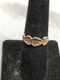 Rustic Quadruple Filigree Heart Detailed 6.0mm Wide Tapered Signed Designer Sterling Silver Ring