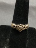 Celtic Knot Detailed CTR Motif 8.0mm Wide Tapered Sterling Silver Ring Band